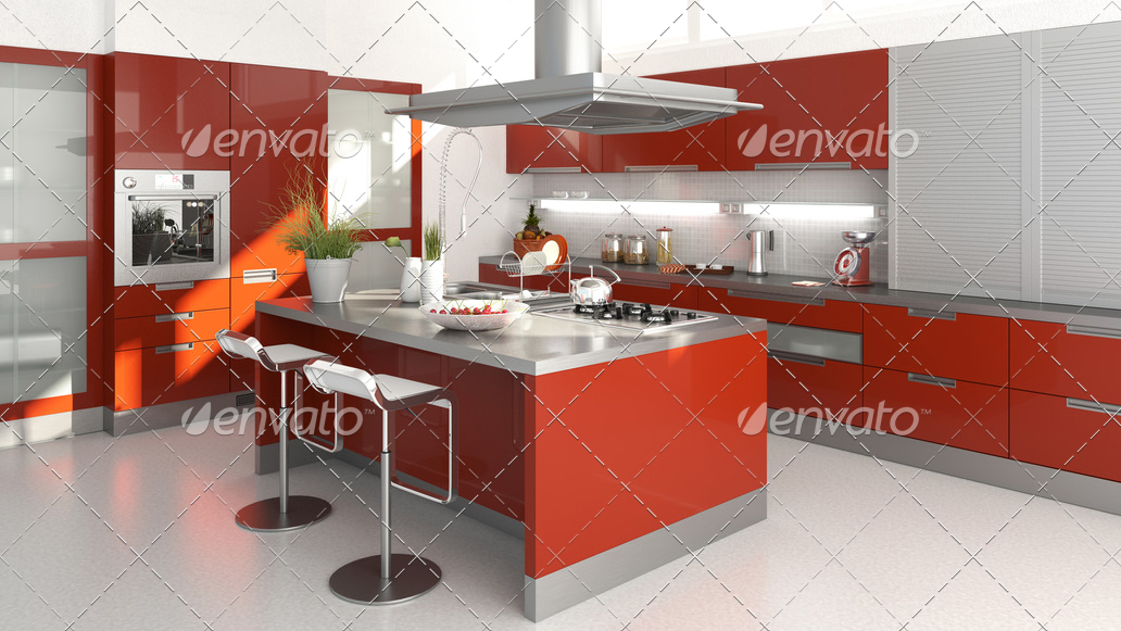 red kitchen