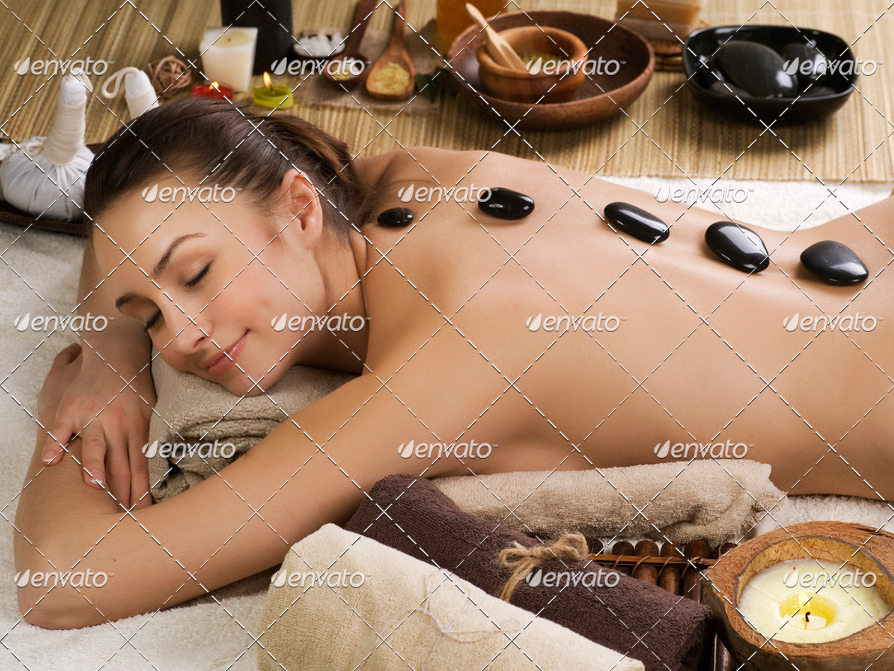 Spa Woman. Hot Stones Massage